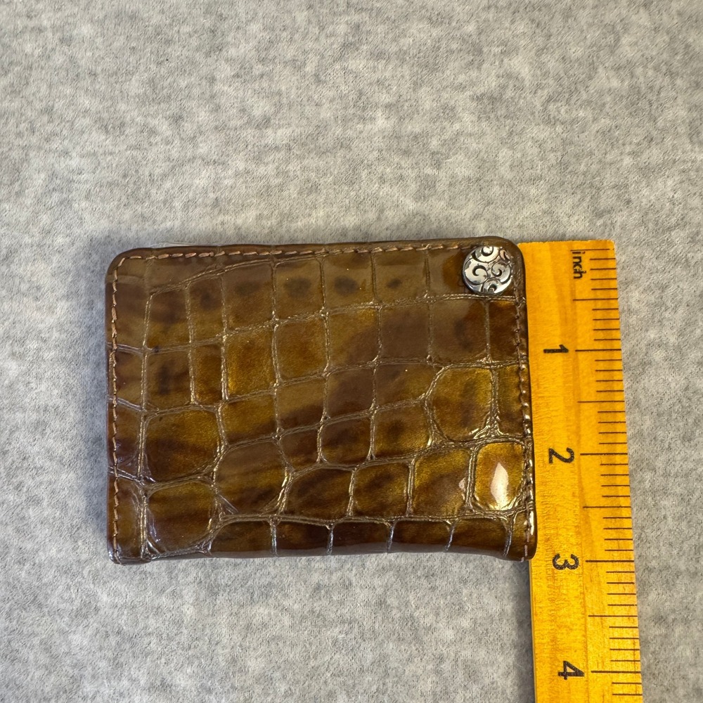 Brighton Vintage Brown Metalic Croc Embossed Leather Card Holder Case (10 Cards) - Picture 9 of 9
